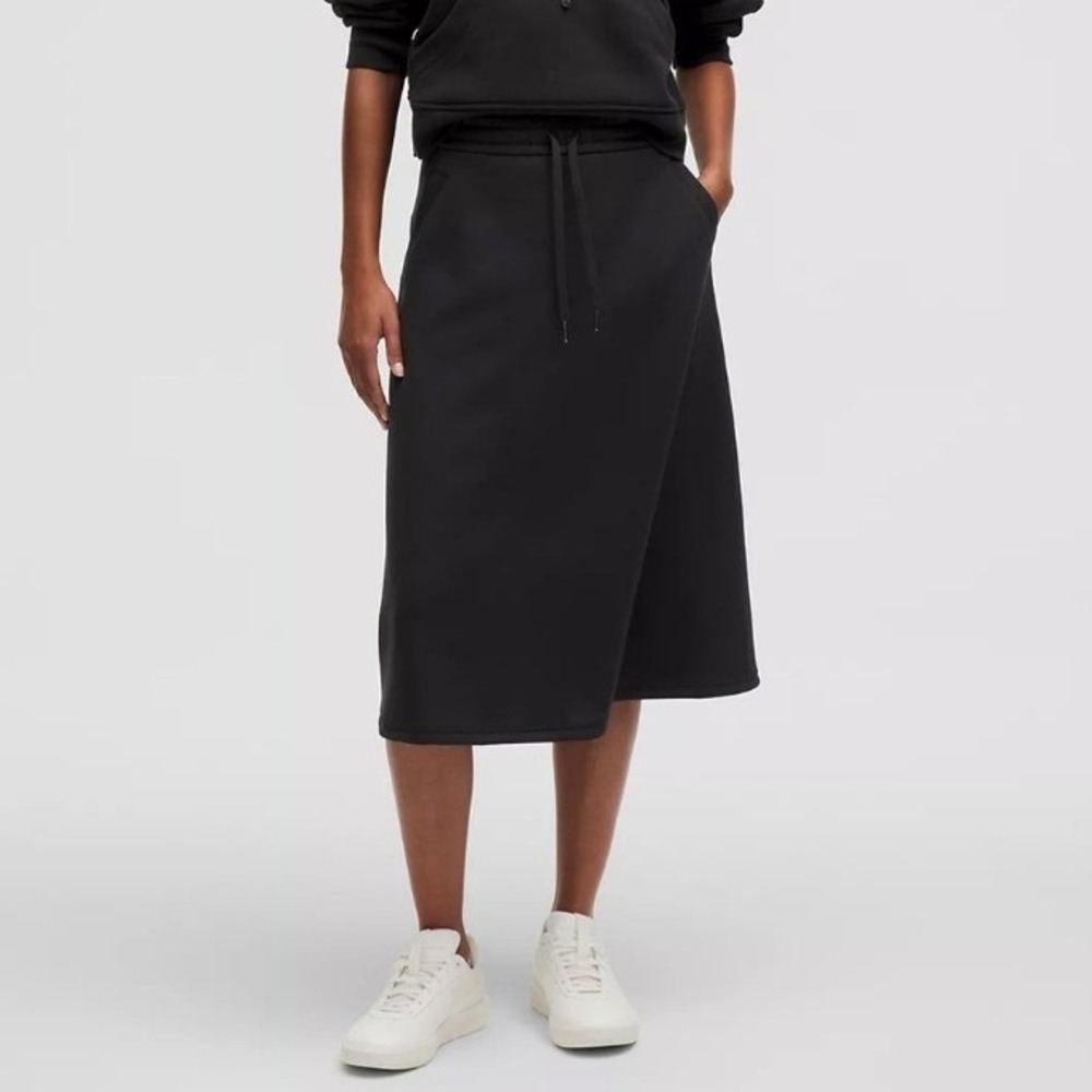 Lululemon Modal-Blend High-Rise A-Line Midi Skirt Black LW8AN6S Size Small